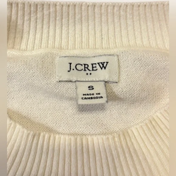 J. Crew Women's Small Puff-Sleeve Heart Sweater Ivory Navy Stripe EUC - Picture 5 of 8